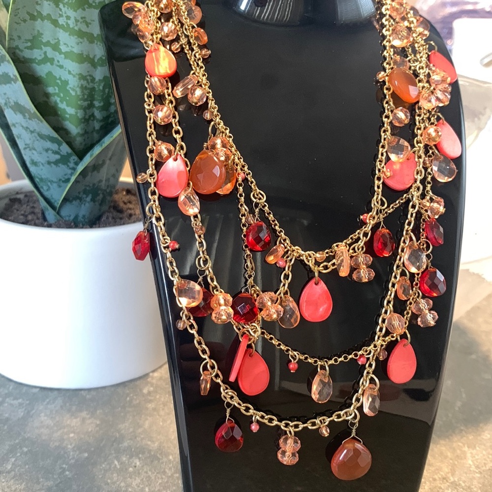 Multi strand beaded necklace